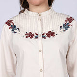 Saint Womens Off-White Cotton Poplin Stripe Top