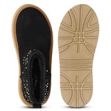 Saint Eislyn Studded Black Suede Leather Platform Boots