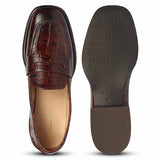 Saint Carla Croco Embossed Chocolate Leather Moccasins