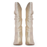 Saint Nayeli Gold Metallic Leather calf Length Slouch Boots