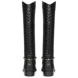 Saint Celestine Quilted Black Leather Long Boots