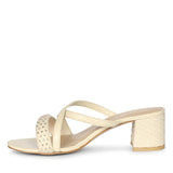 Saint Alessia Embellished Off-White Vegan Leather Block Heels