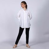 Saint Womens White Crystal Embellished Cotton Shirt