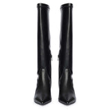 Saint Emilia Black Stretch Napa Kitten Heel Long Boots