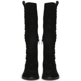 Saint Marlowe Eyelets Black Stretch Suede Long Boots