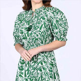 Saint Womens Green Metallic Cotton Poplin Short Dress