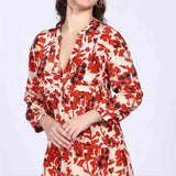 Saint Brunella Womens Ivory Red Floral Maxi Dress