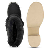 Saint Snövella Black Suede Leather Fur Boots