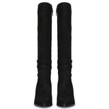 Saint Rosabel Black Suede Leather Wedge Long Boots