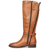 Saint Darla Dual Gold Buckle Accents Tan Leather Long Boots