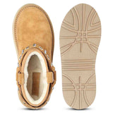 Saint Nivelle Tan Suede Leather Fur Lined Platform Boots