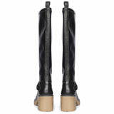 Saint Dahlia Silver Buckle Black Leather Long Boots