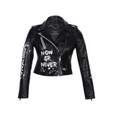 Saint Grecia Black Leather Women Biker Jackets