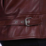 Saint Micaela Burgundy Leather Women Collar Jackets
