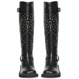 Saint Imogen Multi Studs Black Leather Long Boots