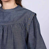Saint Womens Grey Cotton Chambray Top