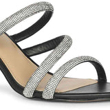 Saint Layla Silver Crystal Cord Black Leather Stilettos