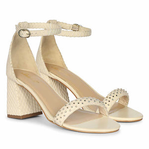 Saint Verona Off White Vegan Leather Block Heels