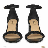 Saint Verona Black Vegan Leather Block Heels