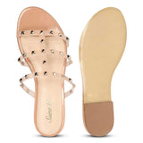 Saint Venera Metal Studded Blush Vegan Leather Flats