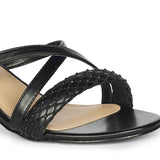 Saint Alessia Embellished Black Vegan Leather Block Heels