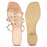Saint Novara Metal Studded Blush Vegan Leather Heels