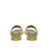 Georgia Hand Embroidered Green Leather Flats