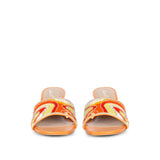 Rina Orange Hand Embroidered Leather Stilettos