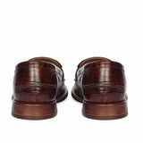 Saint Carla Croco Embossed Chocolate Leather Moccasins