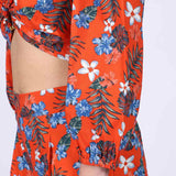 Saint Womens Orange Floral Cotton Poplin Co-ord Set