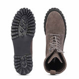 Saint Anastasia Grey Suede Leather Lace Up High Ankle Boots