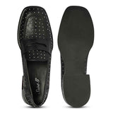 Saint Carol Studded Black Leather Moccasins