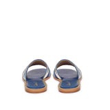 Georgia Hand Embroidered Blue Leather Flats