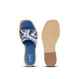 Georgia Hand Embroidered Blue Leather Flats