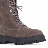 Saint Anastasia Grey Suede Leather Lace Up High Ankle Boots