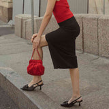 Saint Toria Black Bow Embellished Leather Pumps