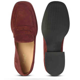 Saint Carla Burgundy Suede Leather Saddle Moccasins