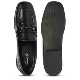 Saint Jacqueline Croc Embossed Black Leather Moccasins