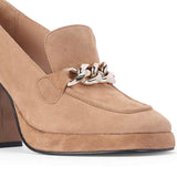 Saint Benoîte Chain Link Taupe Suede Leather Moccasins