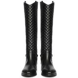 Saint Celestine Quilted Black Leather Long Boots