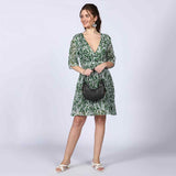 Saint Womens Green Abstract Print Viscose Mini Dress