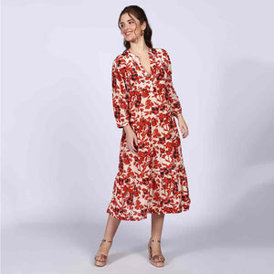 Saint Brunella Womens Ivory Red Floral Maxi Dress