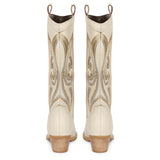 Saint Martina Off White Stitched Leather Cowboy Boots