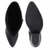 Saint Clochette Snake Embossed Black Leather Knee High Boots - SaintG India 