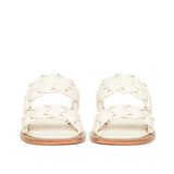 Saint Bruna White Woven Leather Sliders