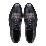 Saint Faustin Navy Leather Lace Up Brogue - SaintG