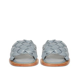 Saint Edetta Blue Woven Leather Sliders