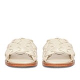 Saint Edetta White Woven Leather Sliders