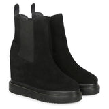 Versatile Saint Carolin Ankle Boots - Stylish Black Leather Inner Wedge Heels