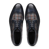 Saint Faustin Navy Leather Lace Up Brogue - SaintG